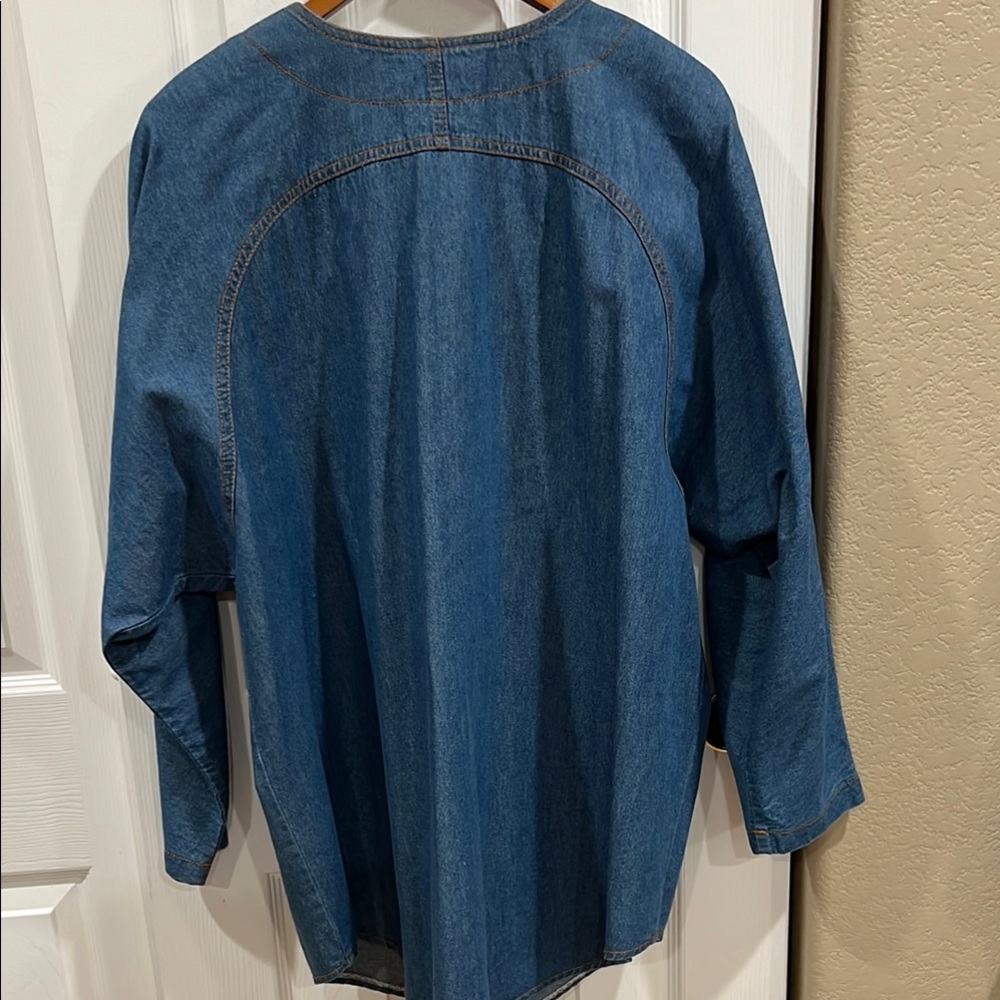 Monique Fashion Embellished Denim Button-Up Shirt -size 2X - Picture 8 of 9